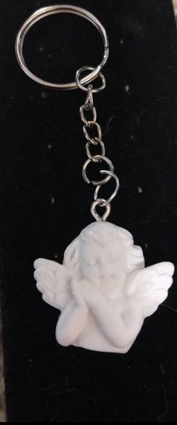 Cherub keychain, religious medallion