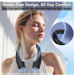 🌼    Portable Neck Fan, 6000mAh Battery, Ultra Quiet, 6-Speed Cooling Fan - Black