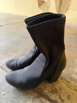 Black Stretch Sock Ankle Boots with Heel