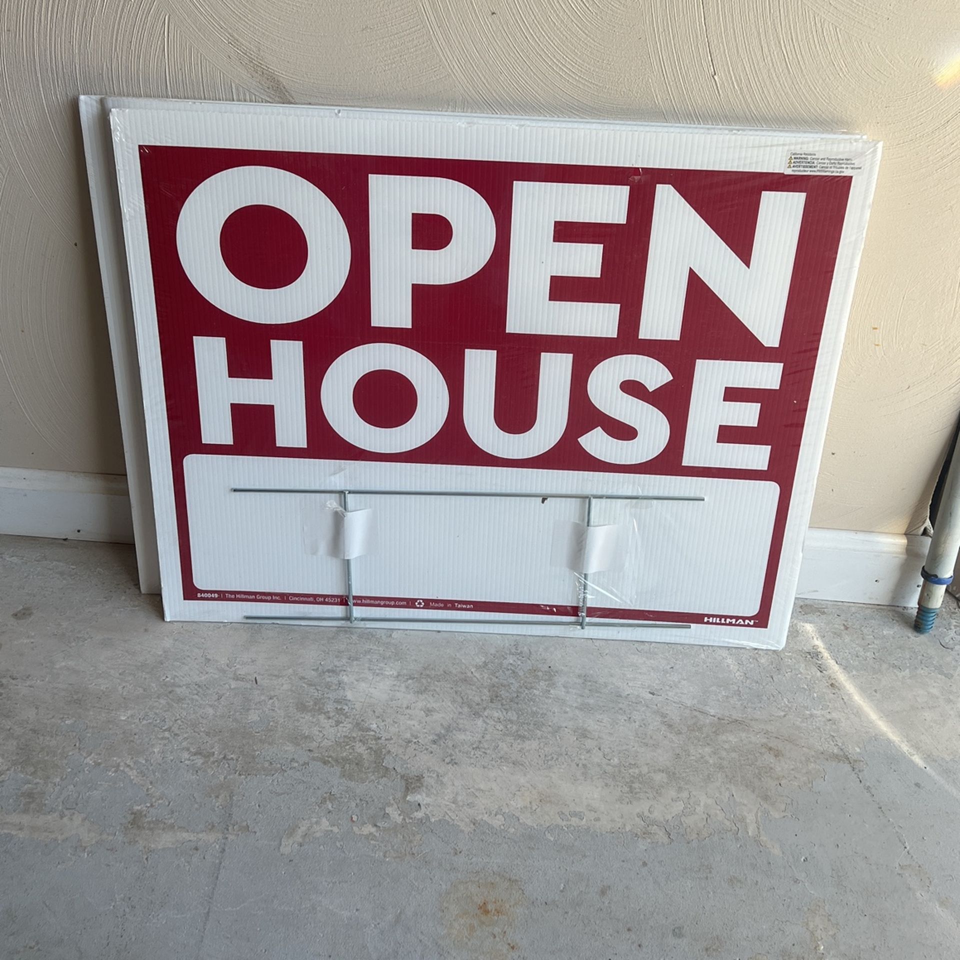 Two Open House Signs And One Blank Sign
