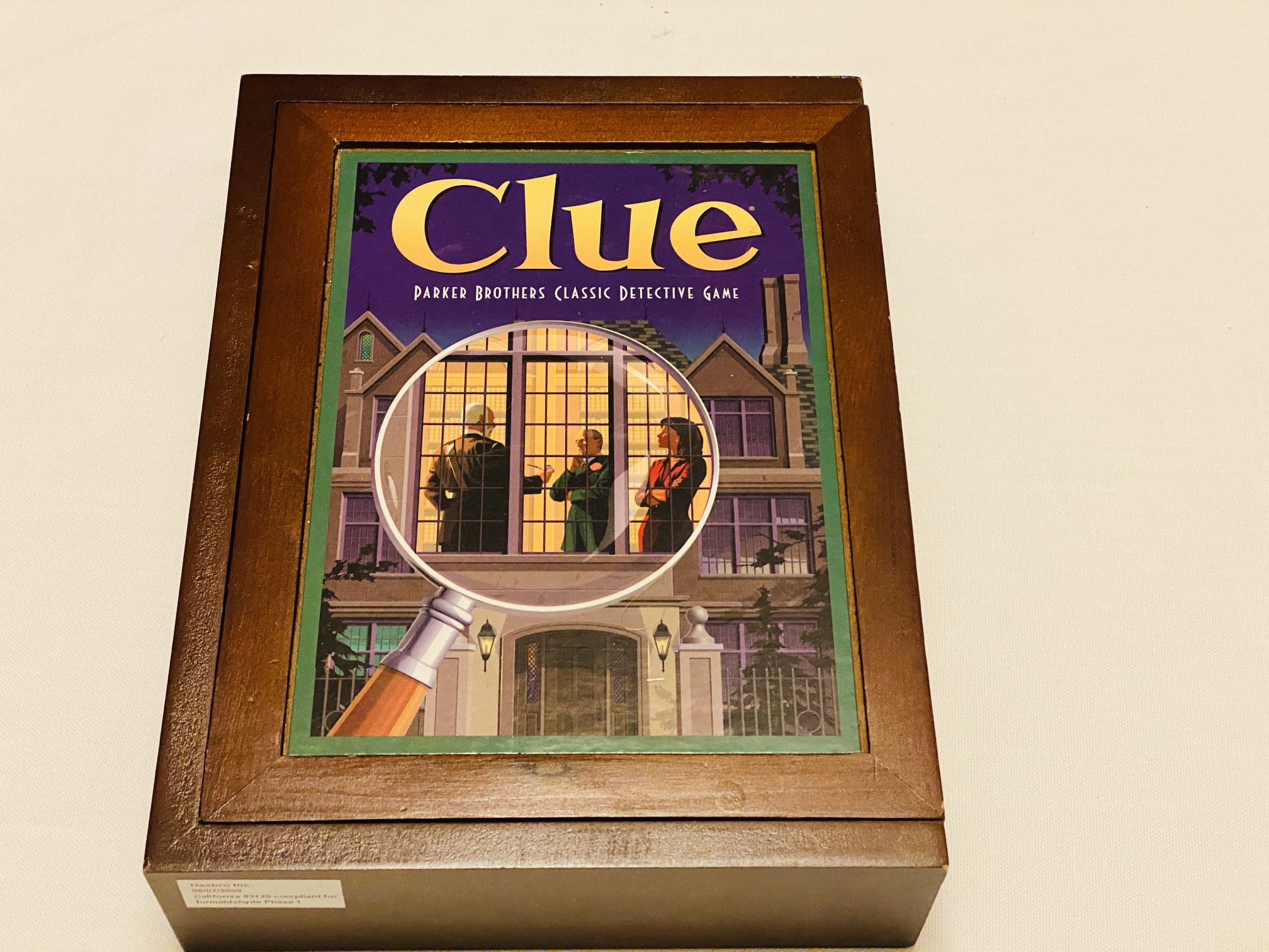    Vintage Wooden Box Clue Board Game
