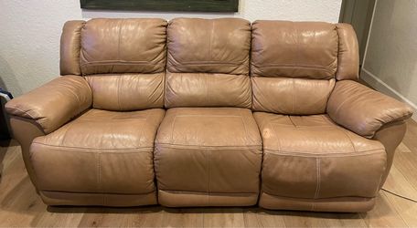 Leather Power Reclining Sofa and Loveseat Set