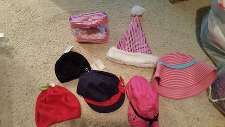 Girls lot of new hats bag and Santa hat