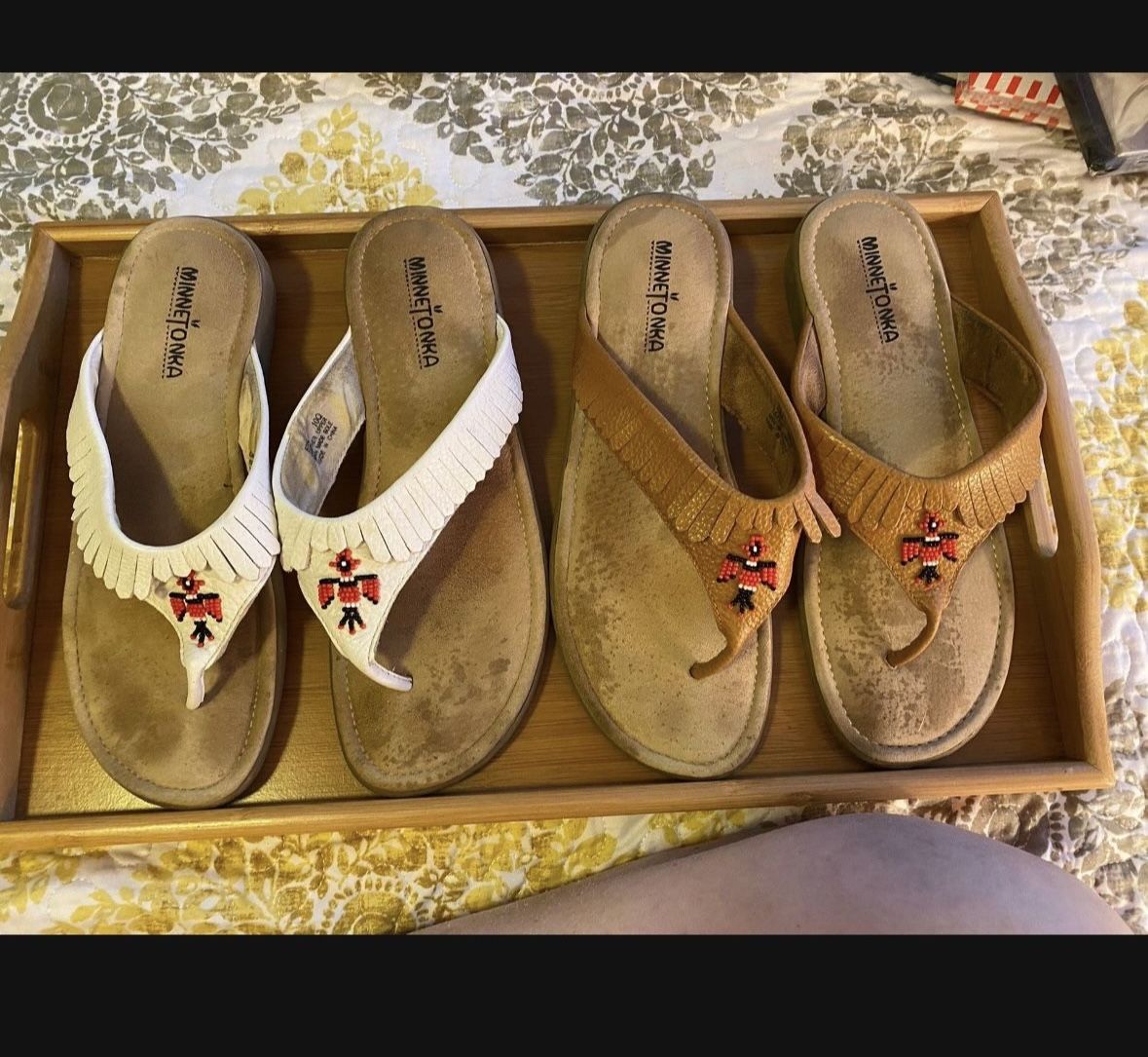 MinneTonka ; Two Pairs Thong Sandals Size 10