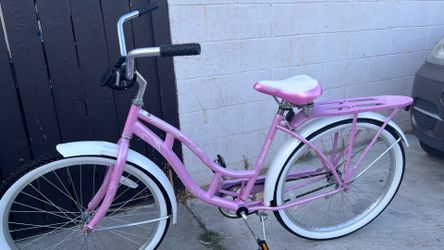 Schwin Windwood Pink Pear Color Beach Cruiser Bike with rear cargo rack, 26”