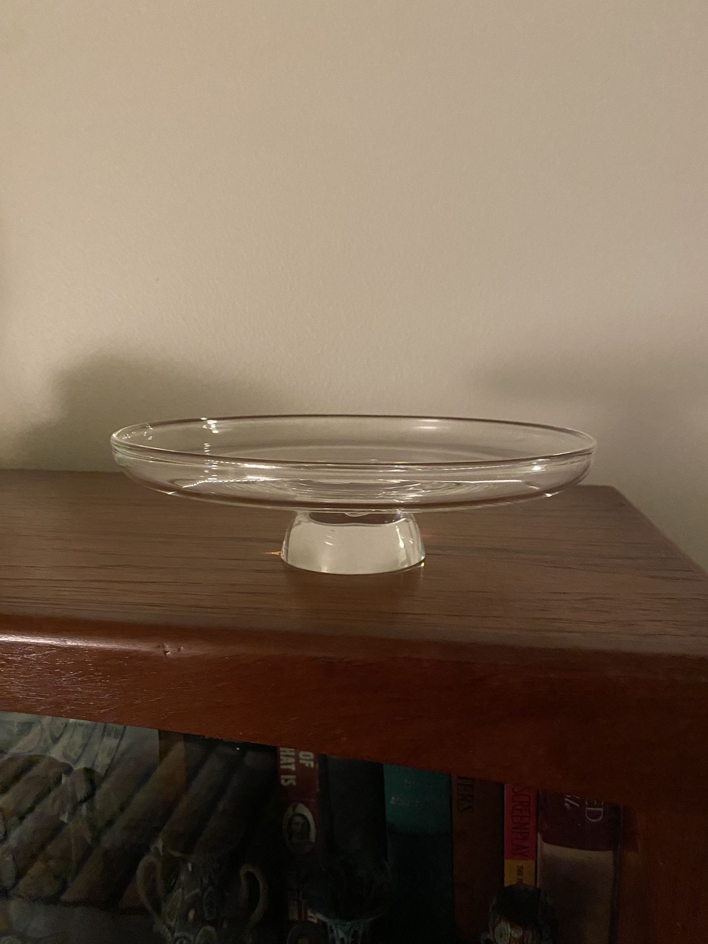 Vintage Mid Century Modern Steuben Glass Signed Crystal Cake Stand