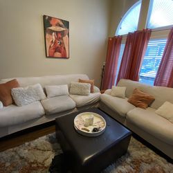 2 Piece Couch With Covers And Ottoman