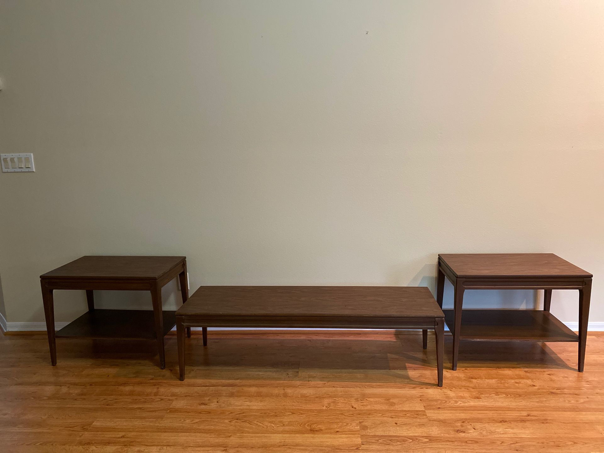 Authentic mid century coffee table and end tables