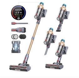 Cordless Vacuum Cleaner, 600W 50KPA 65 Mins Runtime Self-Standing Vacuum Cleaners for Home, Stick Vacuum with Charging Dock Station Removable Battery,