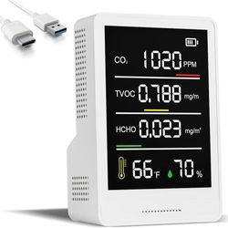 Indoor Air Quality Monitor Professional CO2 Monitor | Temperature | Formaldehyde Detector | Humidity TVOC with Alarm for Rooms, Cellars, Grow Tents, A