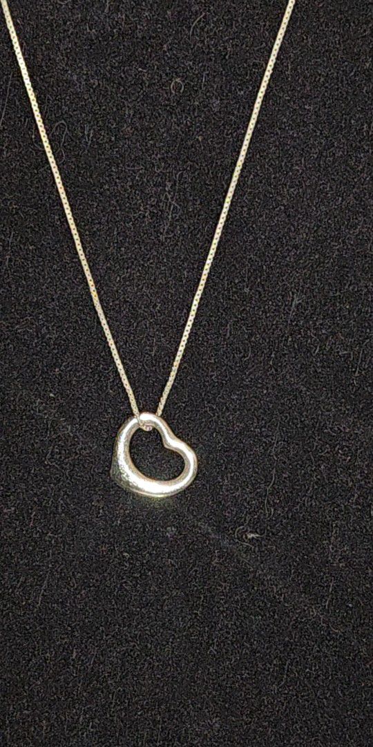 Tiffany & Co Sterling Heart Pendant Necklace 