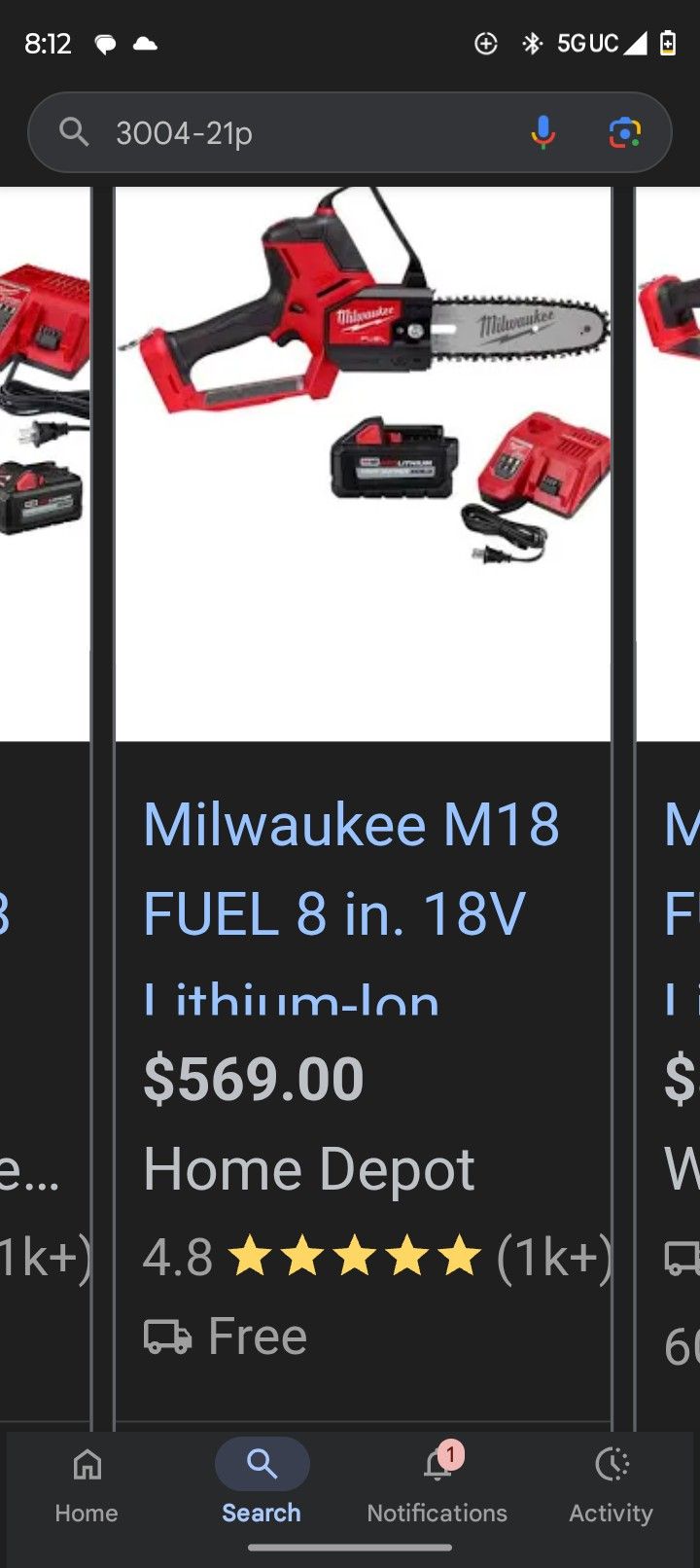 Milwaukee Chainsaw Fuel  Battery And Charger Included 