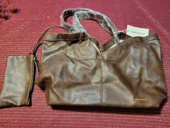 BRAND NEW BROWN LEATHER PURSE WITH ATTACHED COIN PURSE