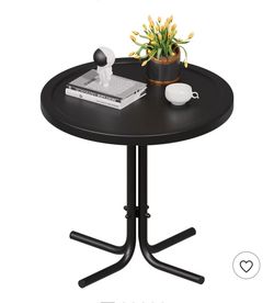 New Round Outdoor Side Table for Patio, Deck & Garden - Weather- Resistant Metal Accent