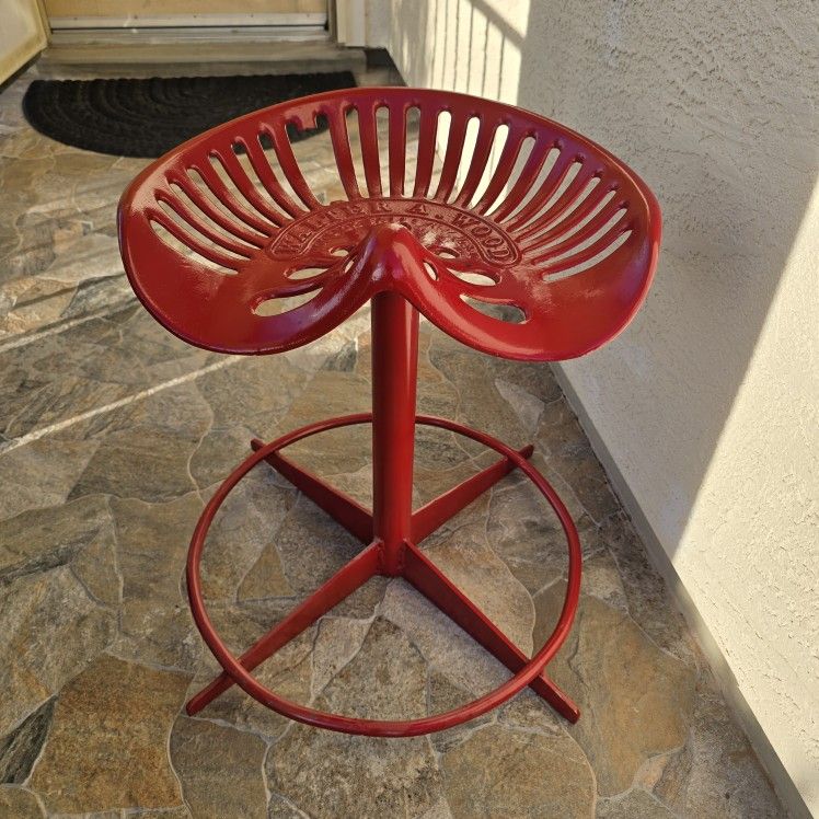 ( 20" Height ) Walter A Wood Tractor Chair / Workshop Metal Chair