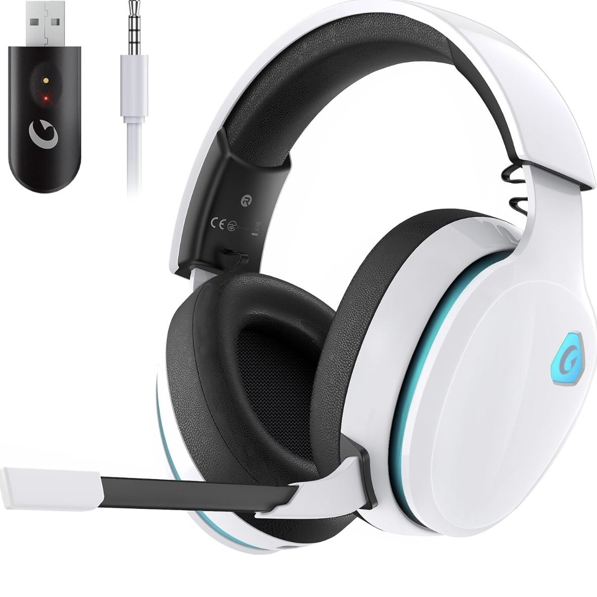 Wireless Gaming Headset for PC, PS4, PS5, ETC, Bluetooth, Gaming Headphones (White)