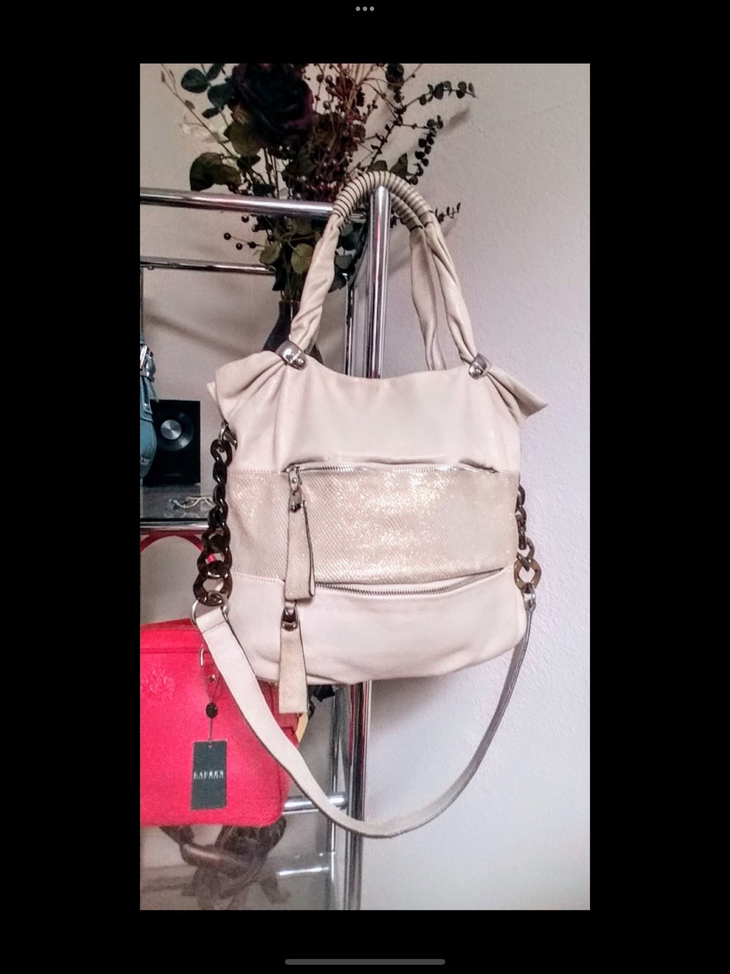 NWOT B.Makowsky Leather Convertible Bag