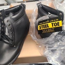 Work Boots 6" Black Steel Toe  11-1/2
