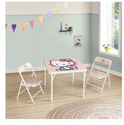 Hello Kitty Kids' 3-Piece Table and Chairs Set, Pink