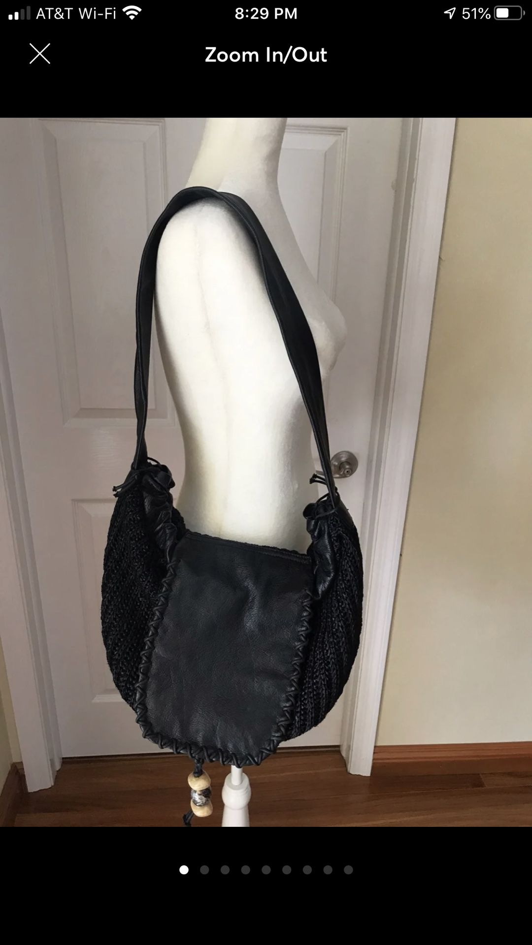 Black Genuine Hobo Shoulder Bag by Preston