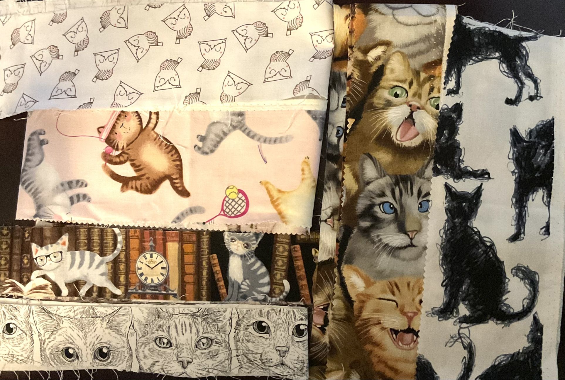 23 Cats Theme Fabric Strips