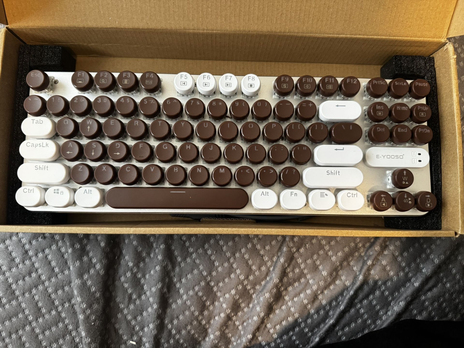 Brown And White Mechanical Keyboard