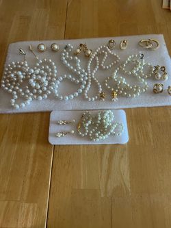 Pearl necklaces and earrings