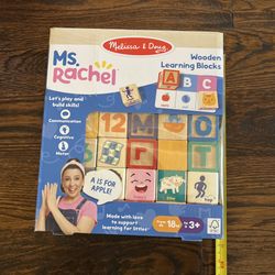 Ms. Rachel Melissa & Doug Letter, Number, and Game Wooden Learning Blocks with Activity Cards for Girls and Boys Toddlers Ages 18 Months+ - FSC-Certif