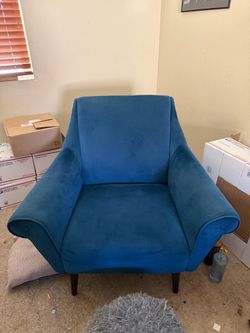 Modern Blue Velvet Armchair