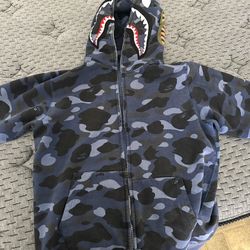 Blue Bape camo zip-up hoodie