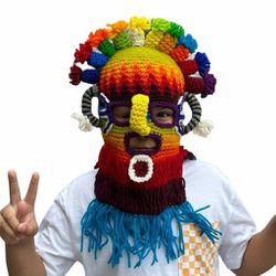 🤩NEW Handmade Aya Huma Diablo Umo Inca's kids Mask Ecuador Black Inti Raymi🤩