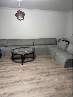 Mjkone L Shaped Floor Sectional Sofa with Ottoman,