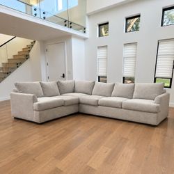 Large Family L-Shaped Sectional Sofa Light Gray