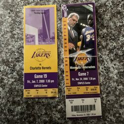 2 Los Angeles Lakers Kobe Bryant Shaq Basketball 2000 NBA  Tickets
