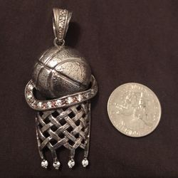 Real Silver Basketball Pendant