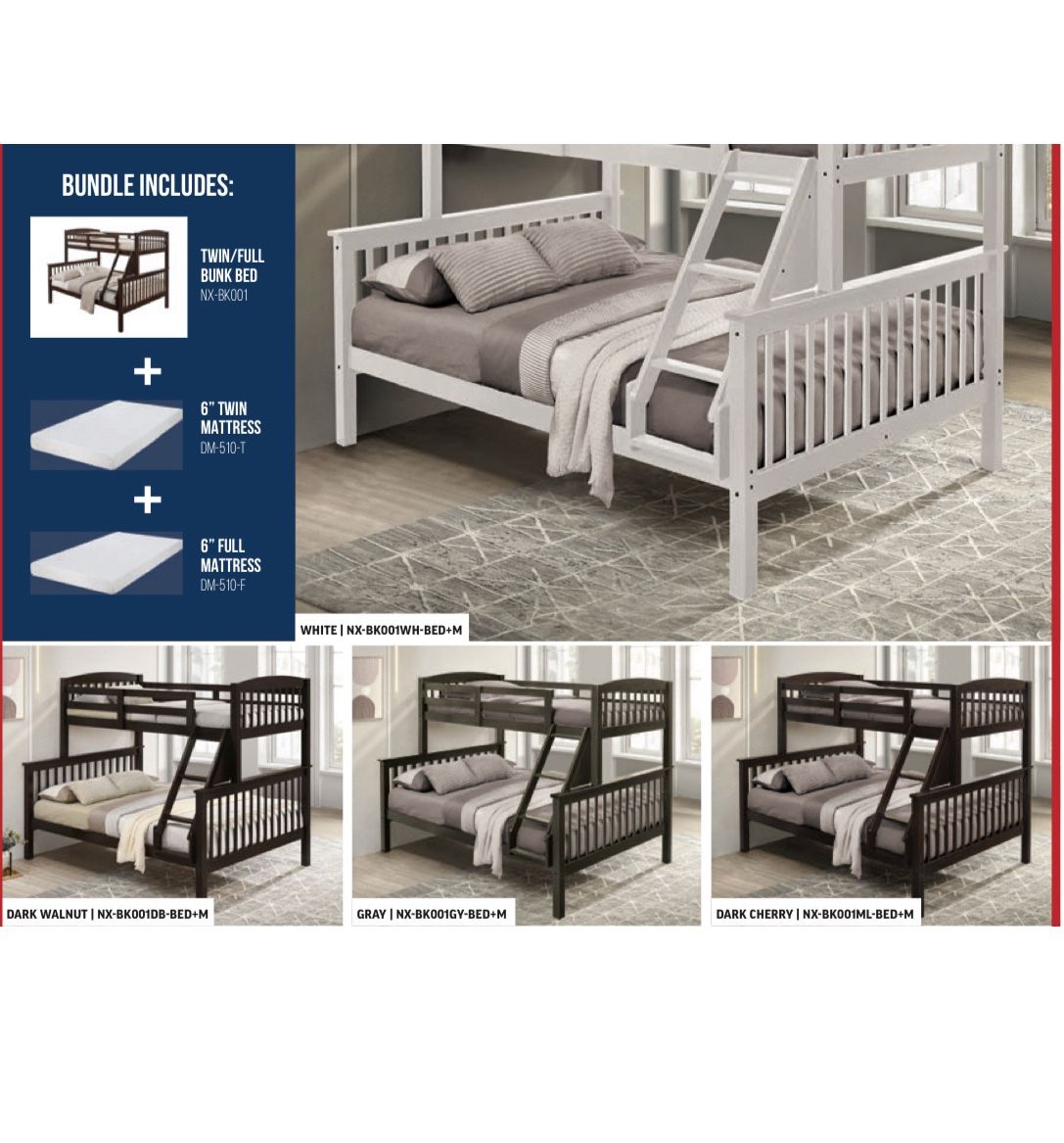 Bunk Bed Full And Twin With 2 Mattress