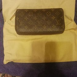 Brown  Monogram Pre Owned Luosi Vutton Unisex Long Wallet