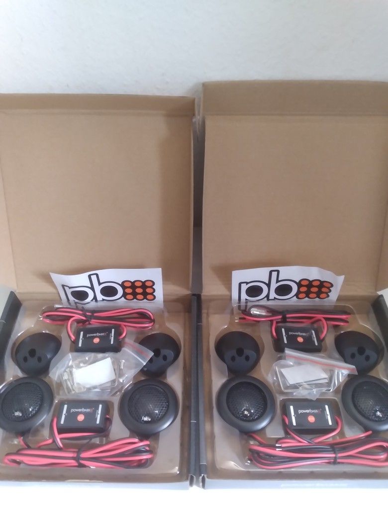 POWERBASS 2 PAIRS 1" SILK DOME TWEETER 100 WATTS HIGH OUTPUT WITH 12DB INLINE CROSSOVER CAR TWEETER ( BRAND NEW PRICE IS LOWEST INSTALL NOT AVAILABLE
