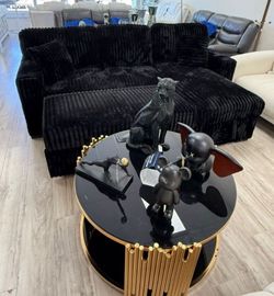 Sleeper Sectional Sofa Black With Storage Reversible NEW