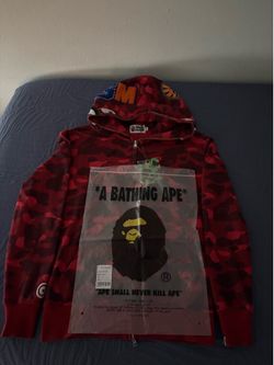 Red Bape hoodie zip up shark size S