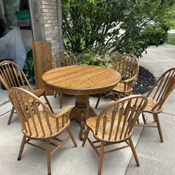 Heavy Duty Dining Table With 6 chairs And 2 Leaves for Extension