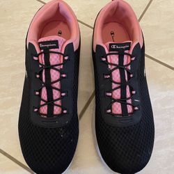 Champion Women’s Black Pink Size 13W Wide Mesh Sneakers Slip on