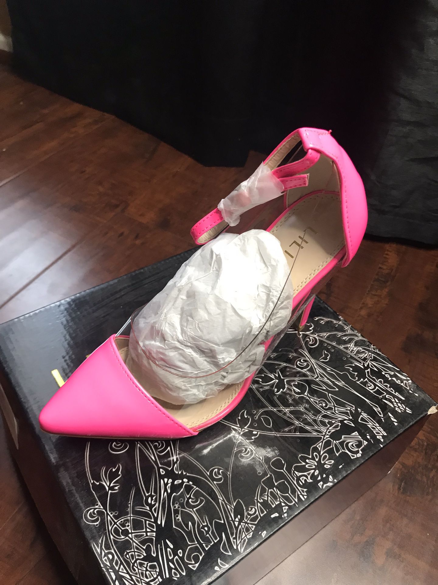 Clear Ankle Strap Hot Pink Heel