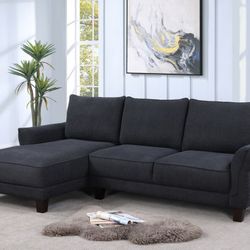 NEW!! 96"W BLACK SHERPA SECTIONAL!
