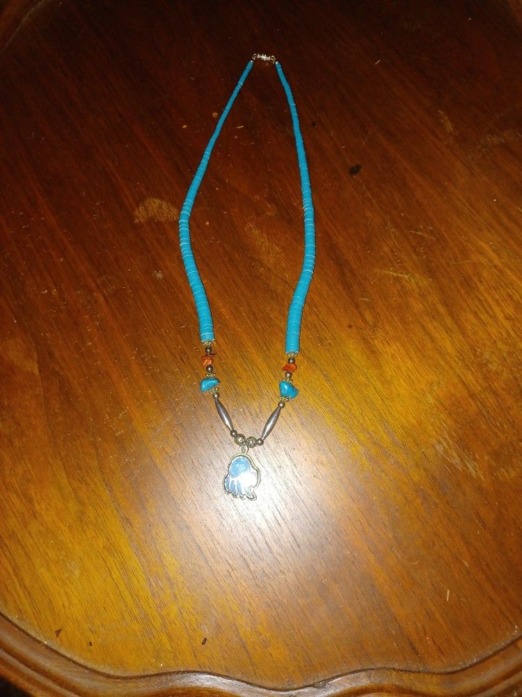 Turquoise Necklace Men's Bear Paw