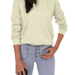 Round Neck Puff Long Sleeve Sweatshirt
