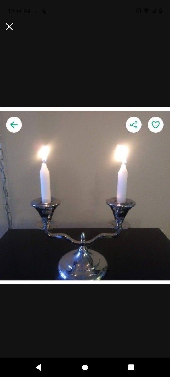 $25 - Vintage Chrome Sabbath Menorah 