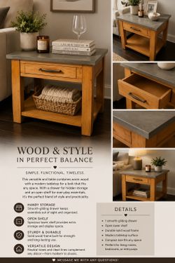 End Table / Nightstand with Drawer & Shelf