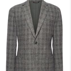 Banana Republic Slim Plaid Wool-Blend Blazer 40Long
