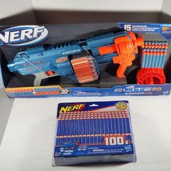 NEW NERF ELITE 2.0 SHOCKWAVE RD-15 BLASTER PLUS 100 DARTS